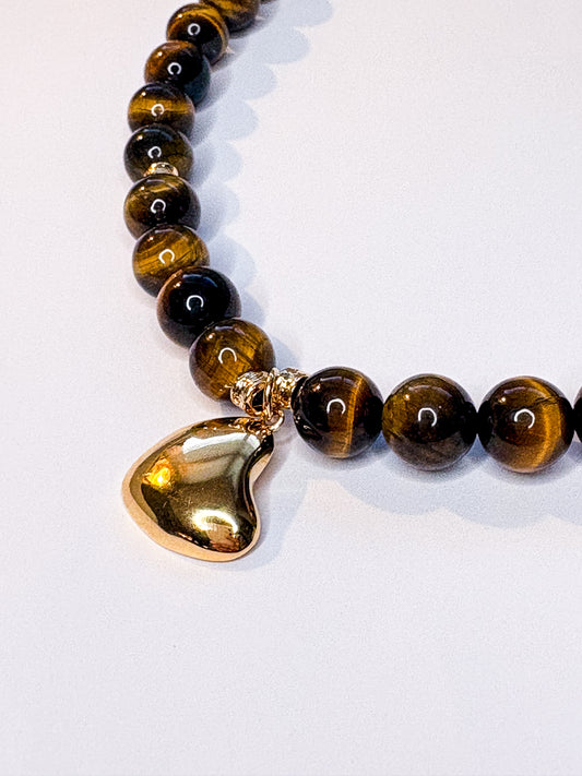 Siena Tigers Eye Chunky Beaded Asymmetric Pendant Necklace