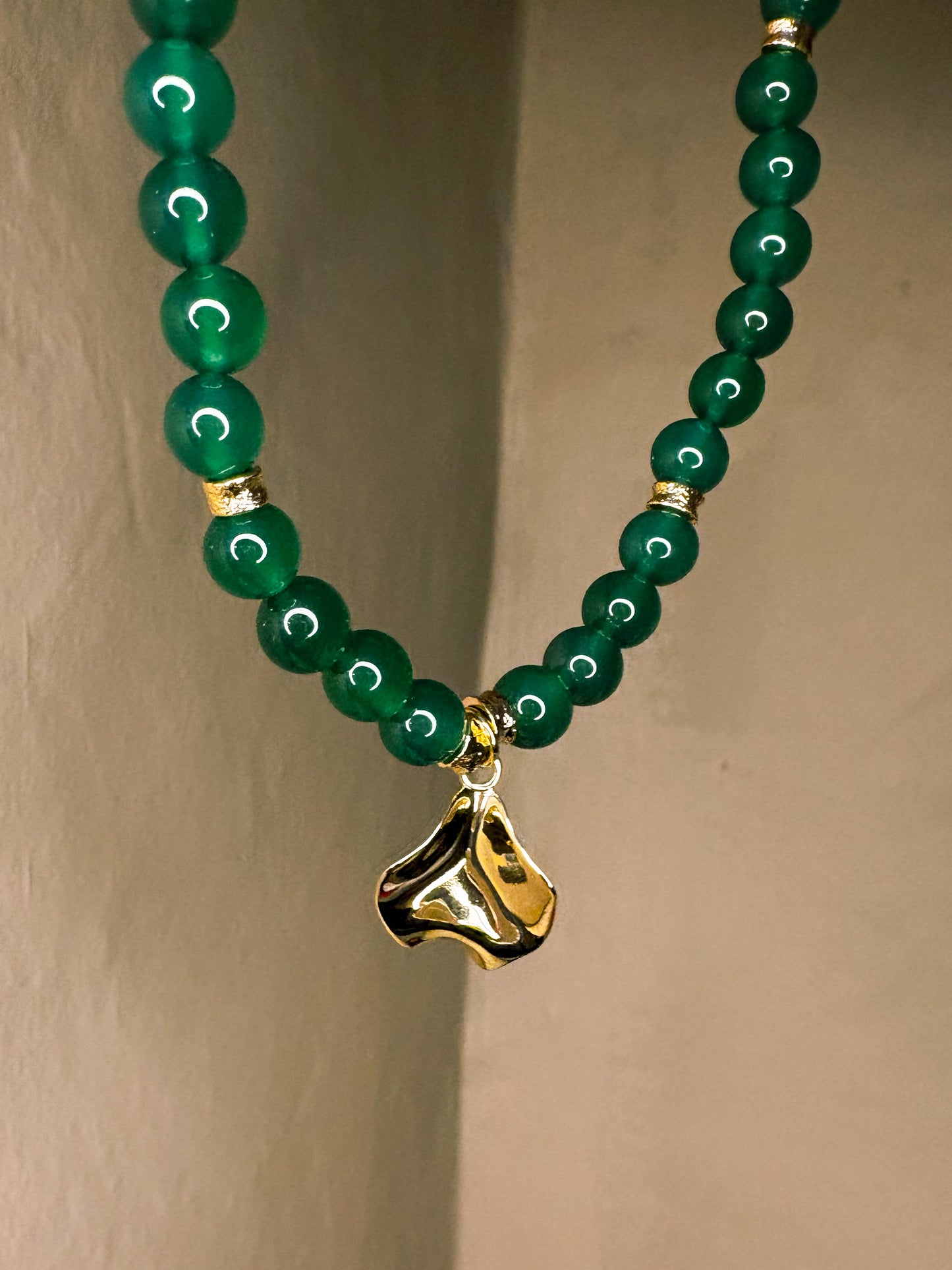 Harmony Green Agate Beaded Asymmetric Pendant Necklace