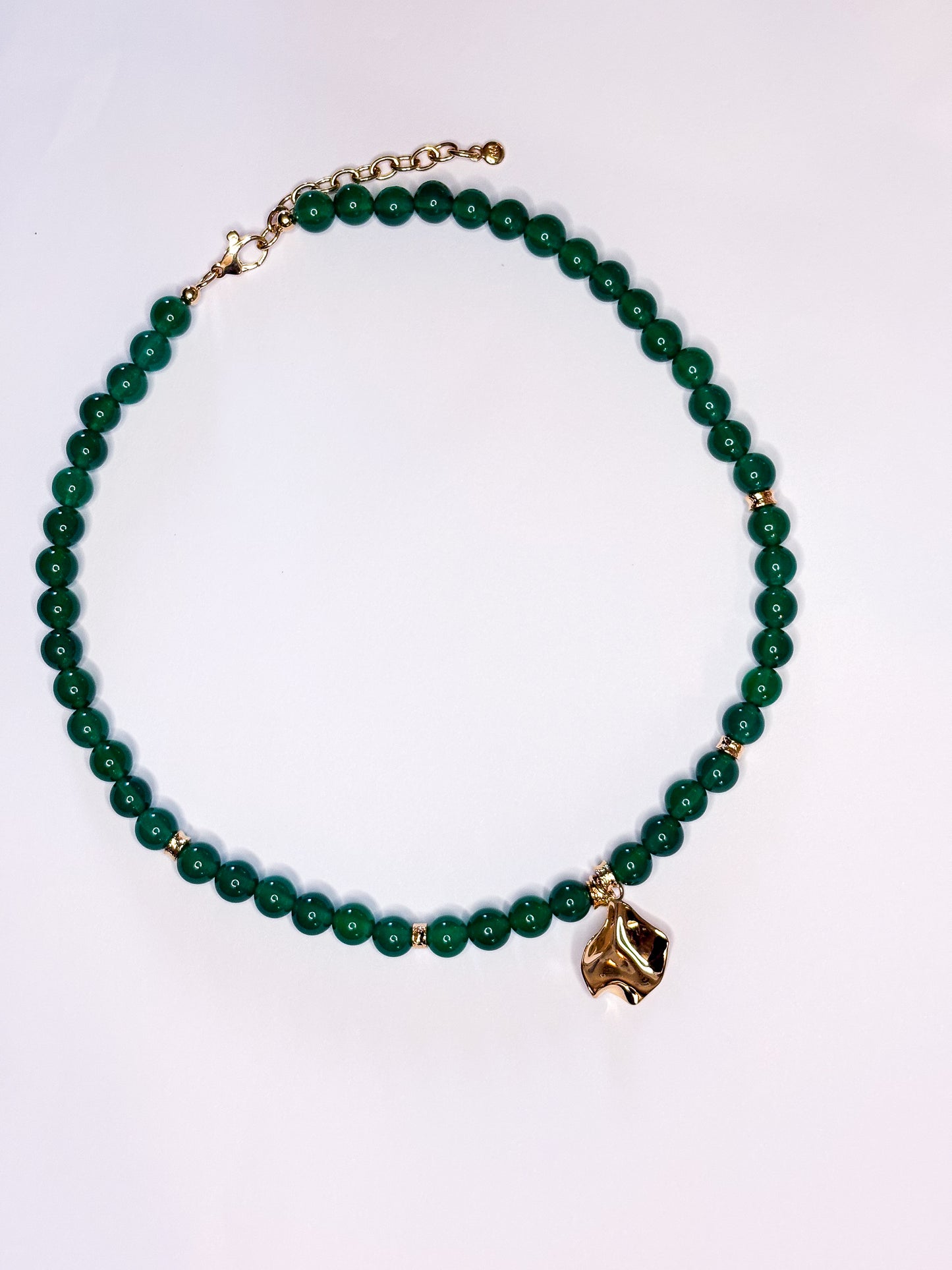 Harmony Green Agate Beaded Asymmetric Pendant Necklace