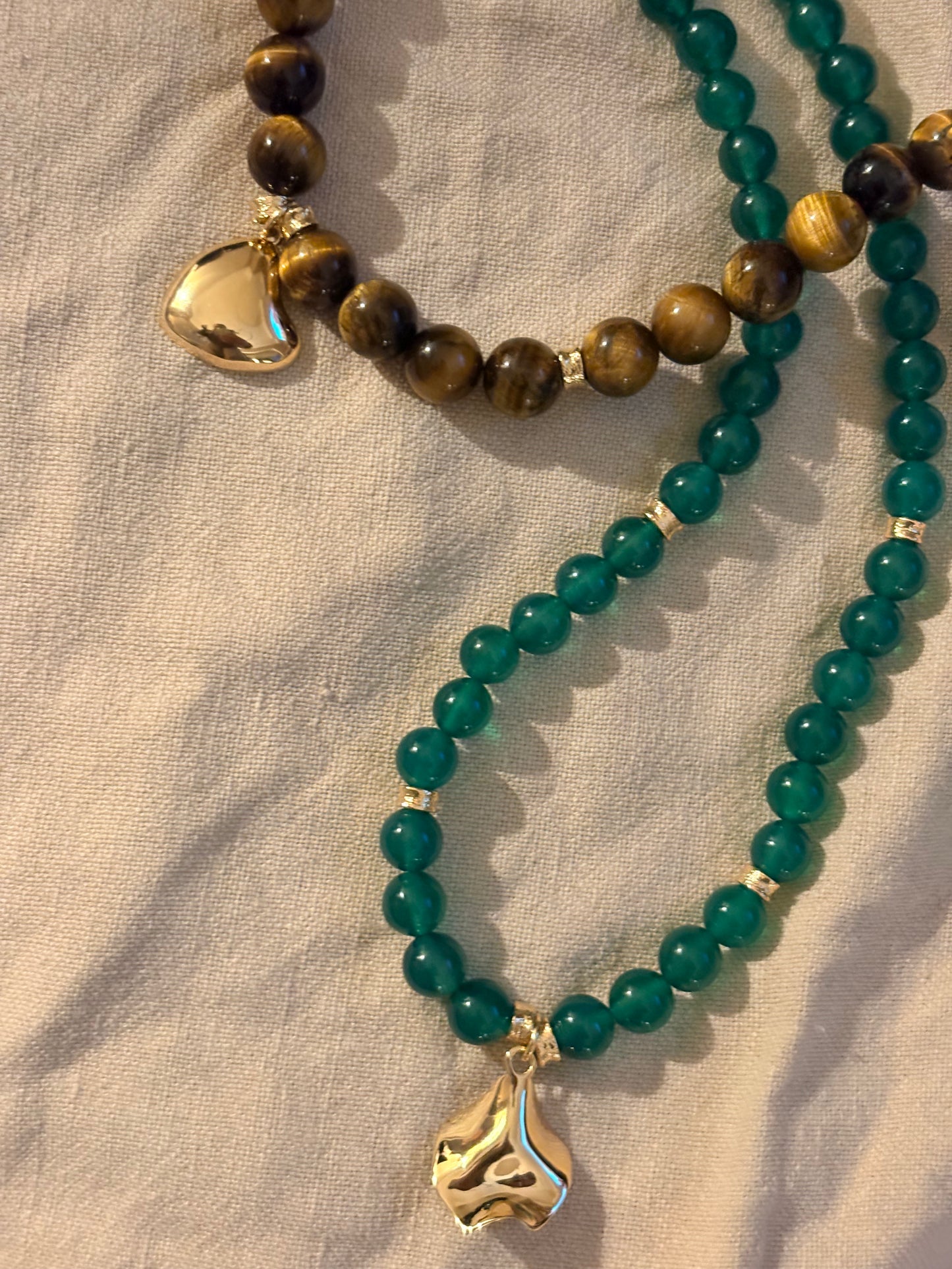 Harmony Green Agate Beaded Asymmetric Pendant Necklace