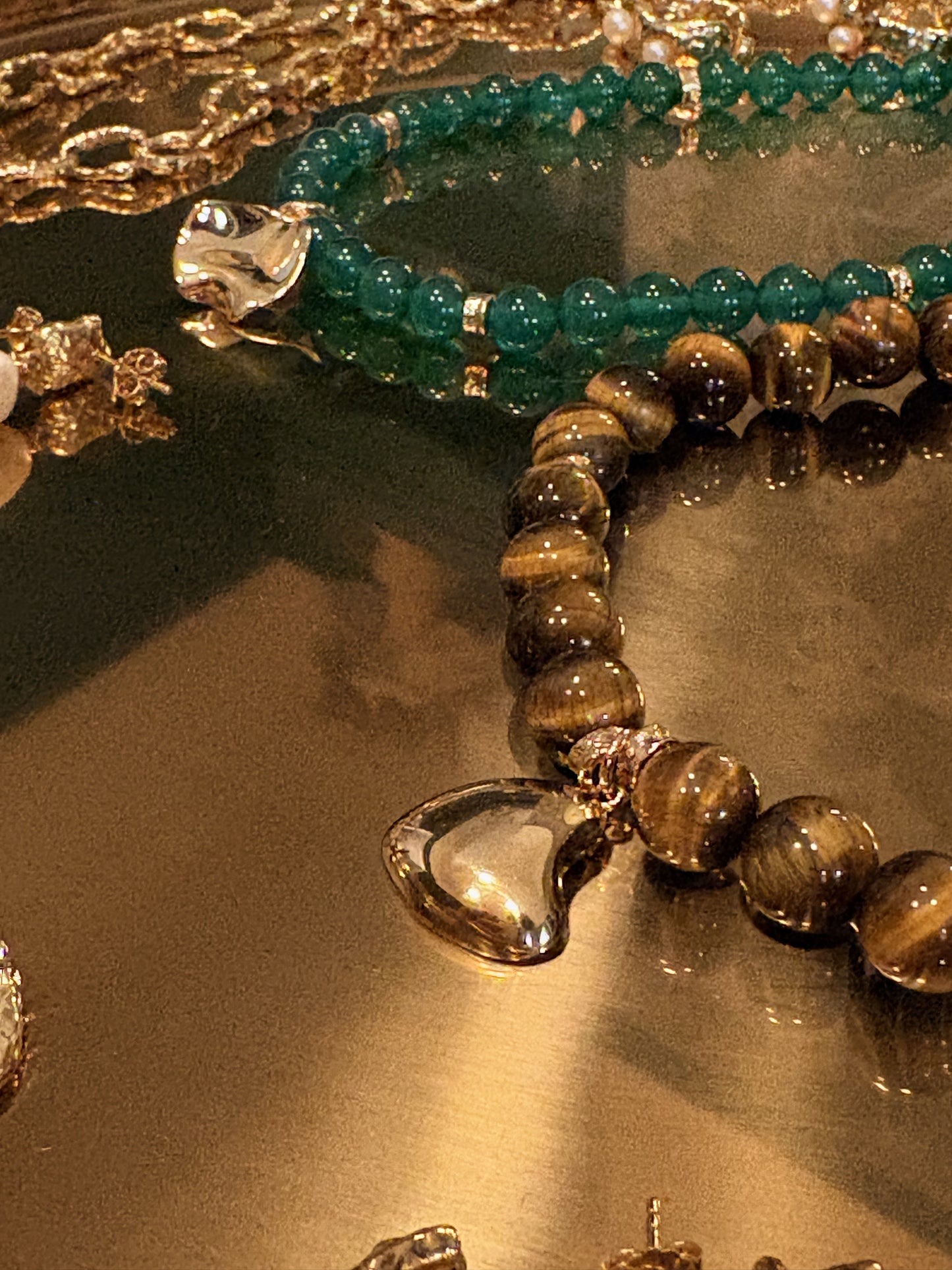 Siena Tigers Eye Chunky Beaded Asymmetric Pendant Necklace