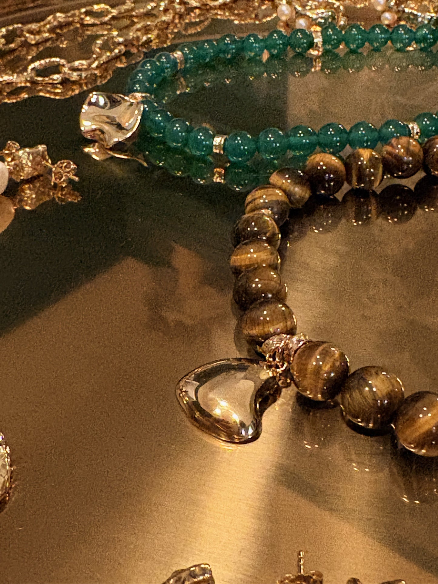 Siena Tigers Eye Chunky Beaded Asymmetric Pendant Necklace