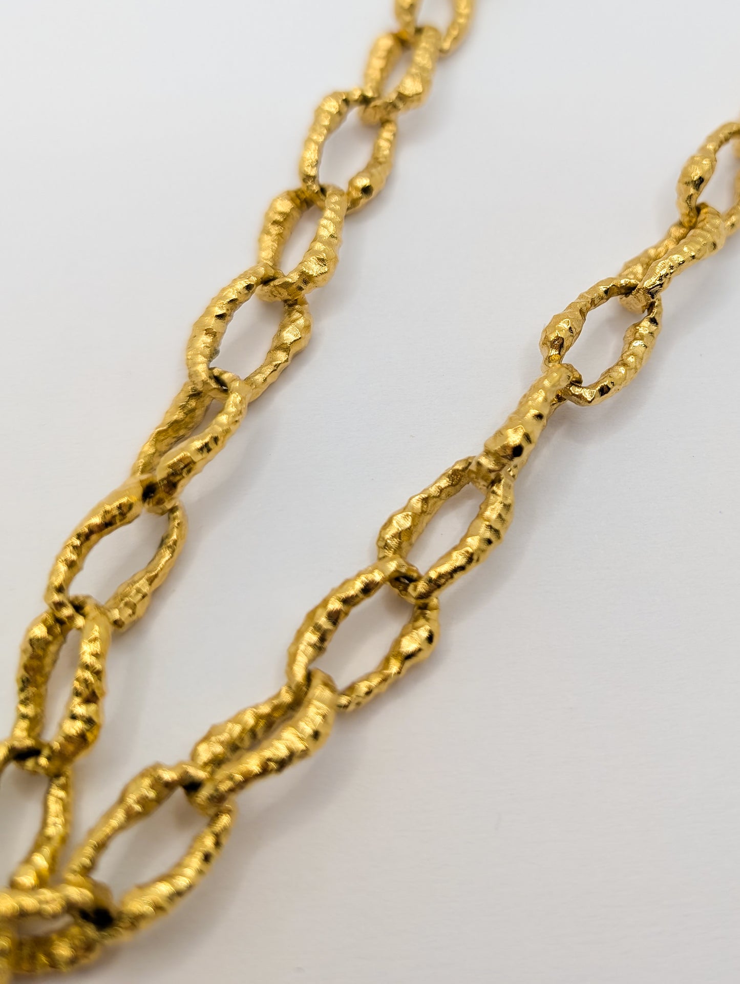 Gold Sandy Textured Chunky Chain Pearl Pendant Necklace