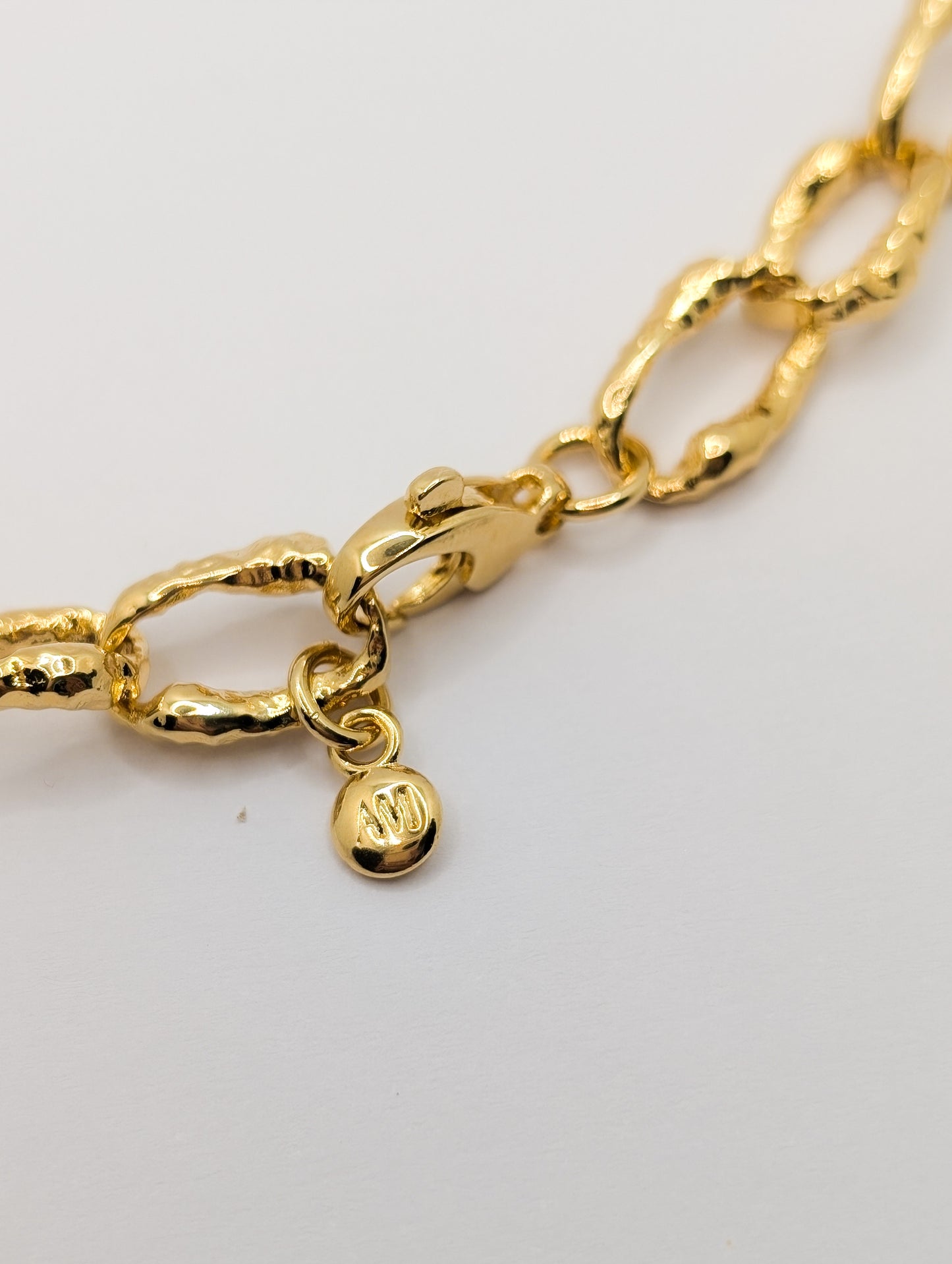 Gold Sandy Textured Chunky Chain Pearl Pendant Necklace